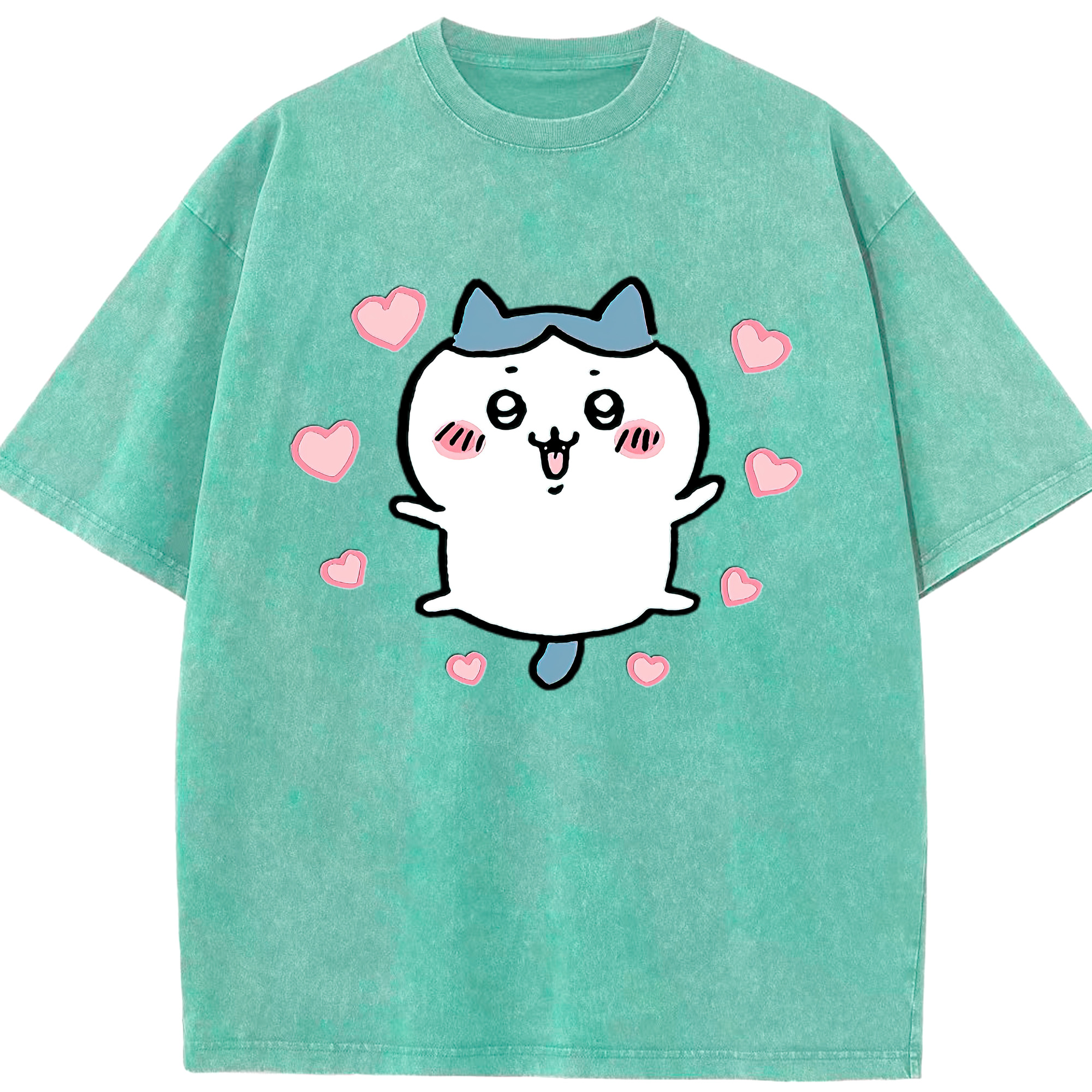 （画像用） ちいかわ ハチワレ Chii-kawa hachiware 綿100% ヴィンテージ風 半袖Tシャツ（フロントプリント）